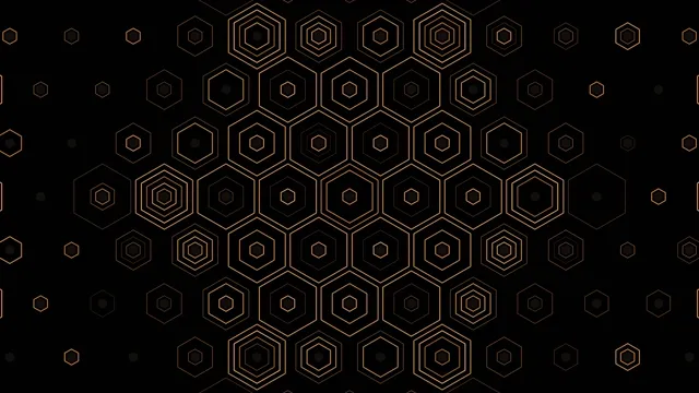 Golden Hexagon Pattern Animation on Black Background