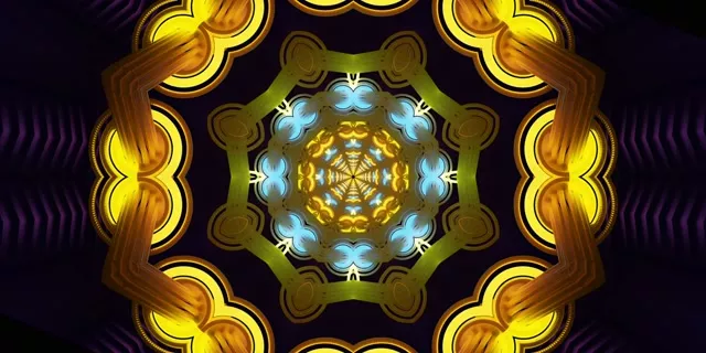 Altın kaleidoskop neon tünel ekran koruyucu windows 11 VJLoops 2:1 univisium 60fps