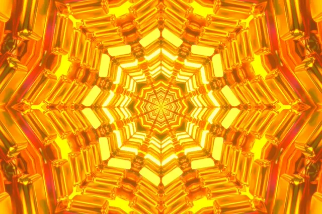 Hypnotic Yellow Orange Neon Tunnel Kaleidoscope 60fps VJ Loop 3:2 Screensaver