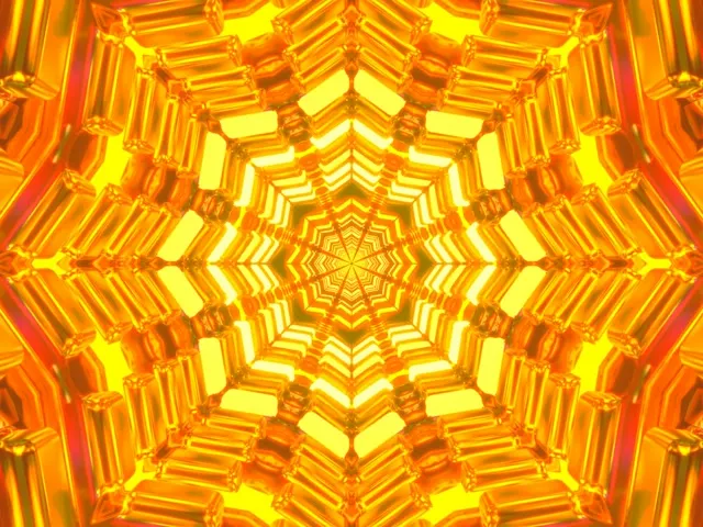 Pulsating Yellow Neon Tunnel VJ Loop 4:3 Classic 60fps Screensaver Animation