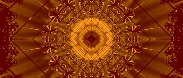 Golden Neon Tunnel Fractal Screensaver 21:9 Ultrawide 60fps VJ Loop