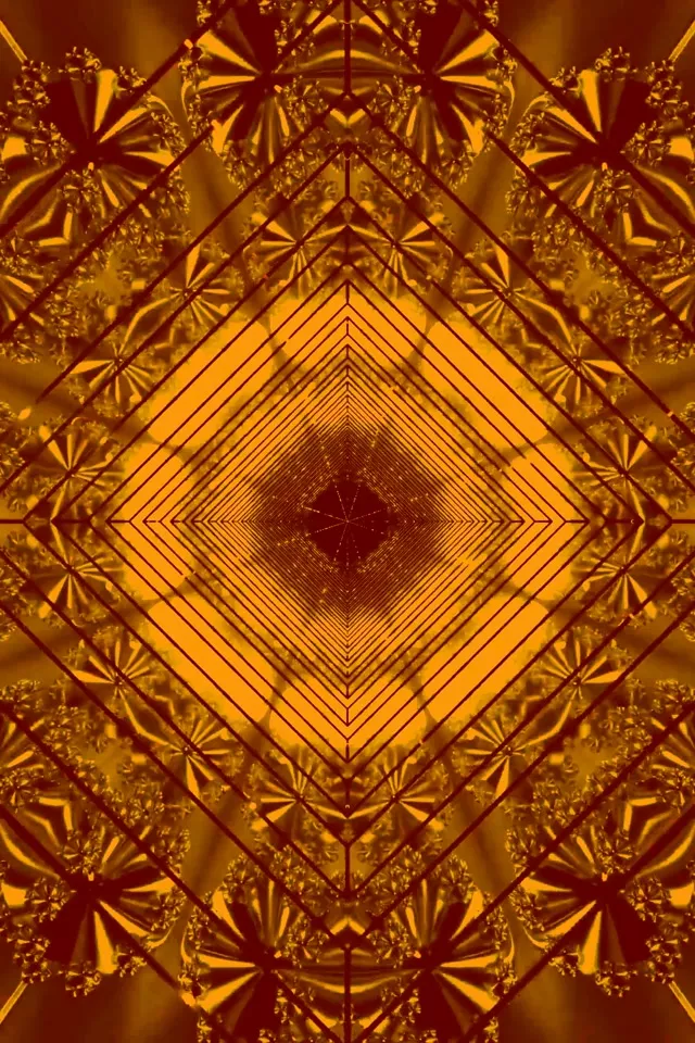 Terowongan Neon Emas Fraktal screensaver pc Vj loop 60fps 2:3 photo portrait