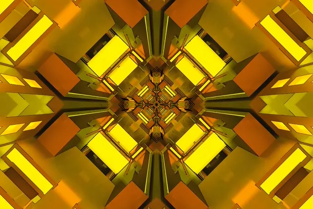 Kuldne Neoon Tunneliga Kaleidoskoop Ekraanisäästja 3:2 Surface 60fps VJLoops