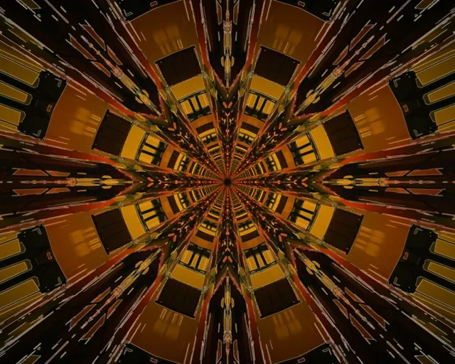 VJ Loop Túnel de Neó Explosió Estrella Daurada 5:4 Industrial 60fps Estalvi de Pantalla