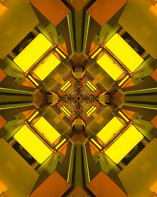 Hầm Neon Vàng Kaleidoscope Màn Hình Chờ 60fps 4:5 Instagram Vj Loop