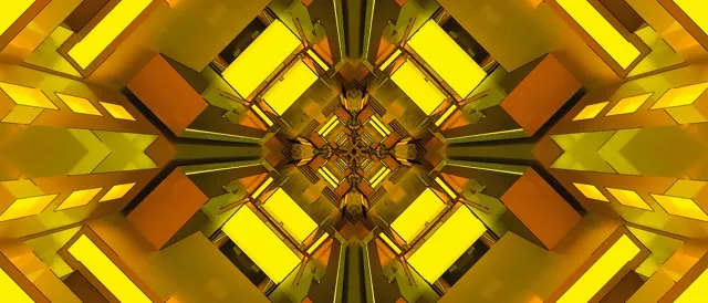 Golden Neon Tunnel Screensaver 21:9 Ultrawide 60fps VJ Loop PC Laptop