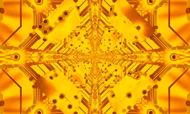 황금색 네온 터널 스크린세이버 5:3 와이드 60fps VJ Loop PC 노트북