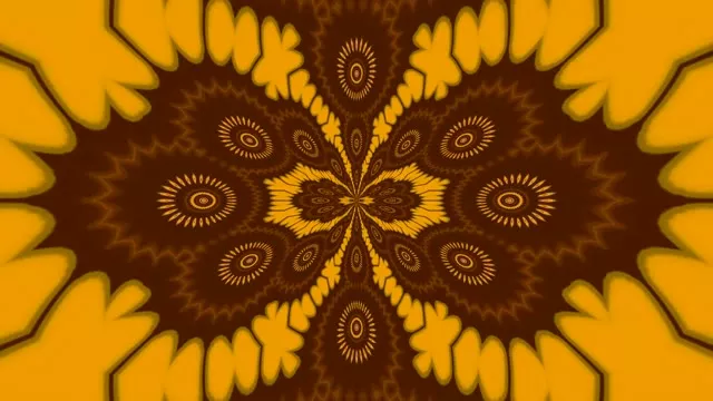 골든 해바라기 만다라 칼레이도스코프 - 따뜻한 추상 VJLoops 배경