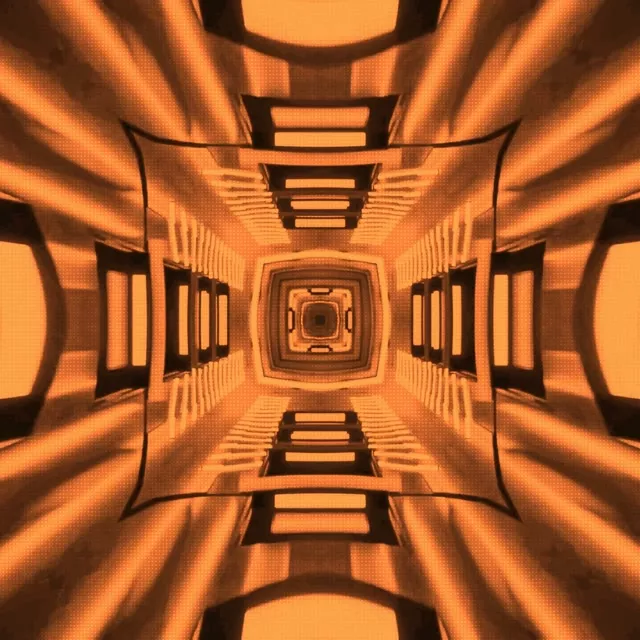 Túnel de Neó Vòrtex Caleidoscopi Taronja VJ Loop 1:1 Quadrat 60fps Protector de Pantalla