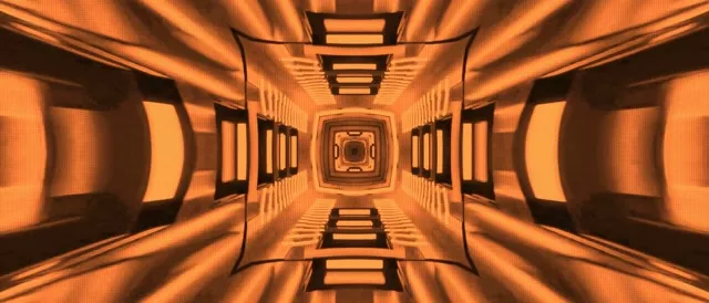Neon Tunnel Orange Mirrored Square Vortex VJ Loop 21:9 Ultrawide 60fps Screensaver