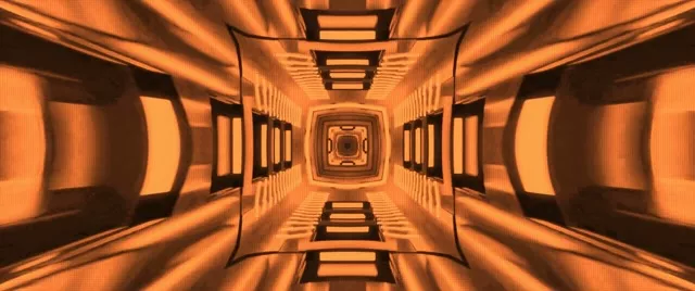 VJ Loop نفق نيون ذهبي كاليدوسكوب 2.39:1 Cinemascope 60fps حافظة شاشة