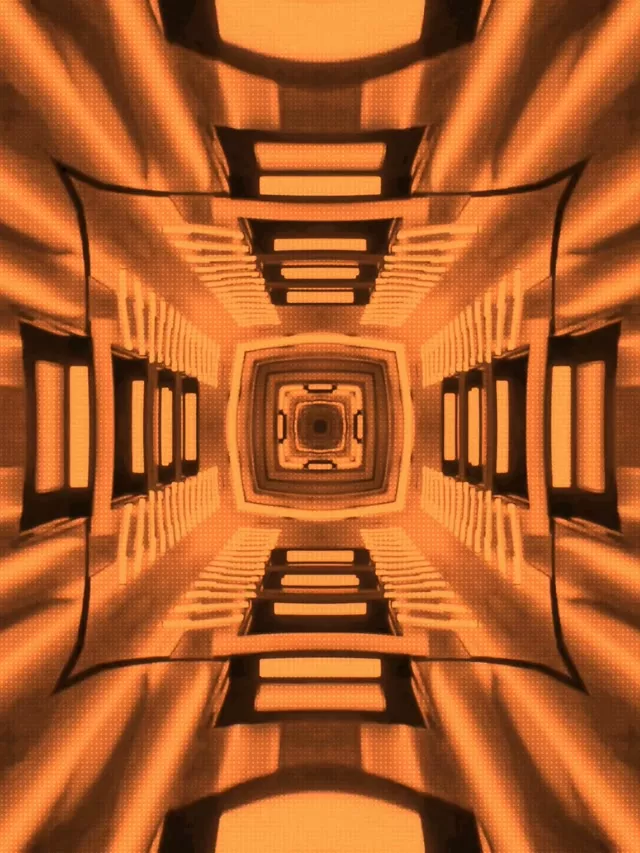 Túnel de Neón Caleidoscopio Naranja VJ Loop 3:4 iPad Vertical 60fps Salvapantallas