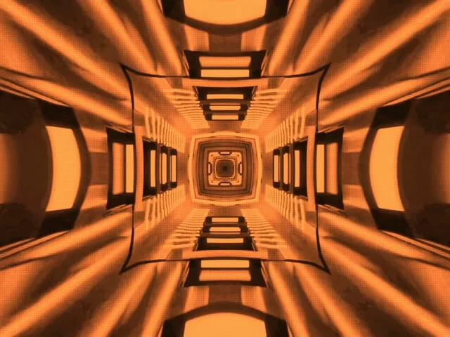 VJ Loop Neontunnel Oransje Kaleidoskop 4:3 Klassisk 60fps Skjermsparer