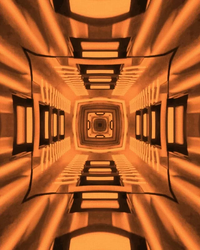 Neontunneli Oranssi Kaleidoskooppi VJ Loop 4:5 Instagram 60fps Näytönsäästäjä