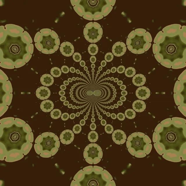 Vj loop Neon Tunnel Mandala Kaleidoscope Brown Green 1:1 Square 60fps Screensaver