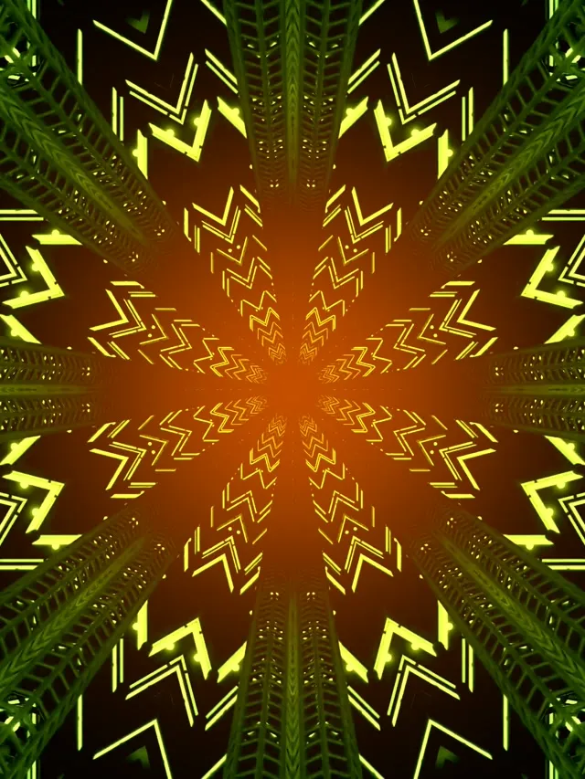 Terowong Neon Letupan Kaleidoskop 3:4 iPad Potret 60fps Screensaver VJLoops