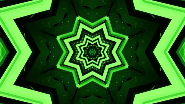 Zelený Geometrický Hvězda Kaleidoskop VJLoops - Abstraktní Neon Pohyb Pozadí