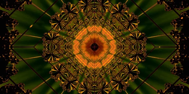 Green Gold Neon Tunnel Fractal ตัวรักษาหน้าจอ 2:1 Univisium 60fps Vj Loop