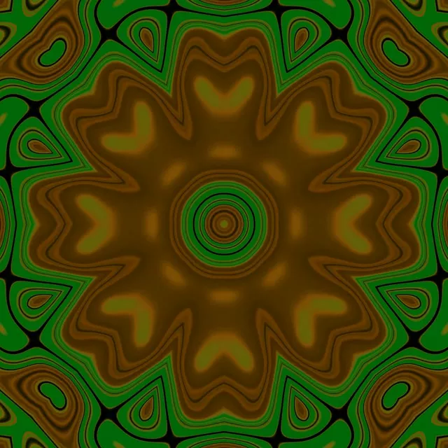 VJ Loop Neon Tunel Zelená Zlatá Mandala Převodovka 1:1 Square 60fps Spořič