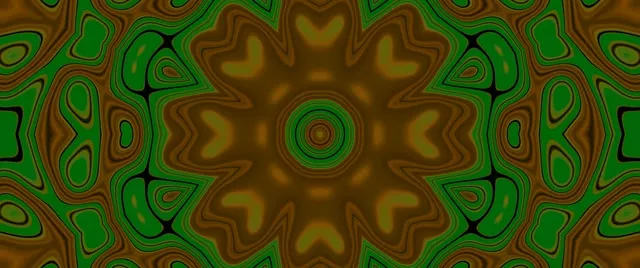 Túnel de Neón Verde Oro Mandala Flor 2.39:1 Cinemascope 60fps Protector de Pantalla VJLoops