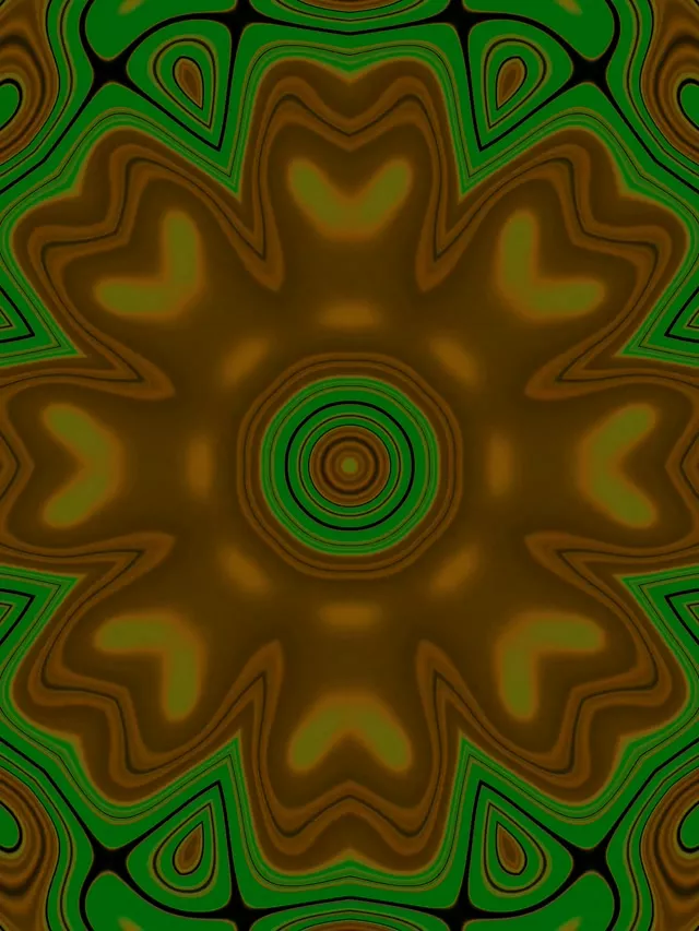 Terowong Neon Mandala Gear Hijau Emas VJLoops 3:4 iPad Portrait 60fps Penyelamat Skrin