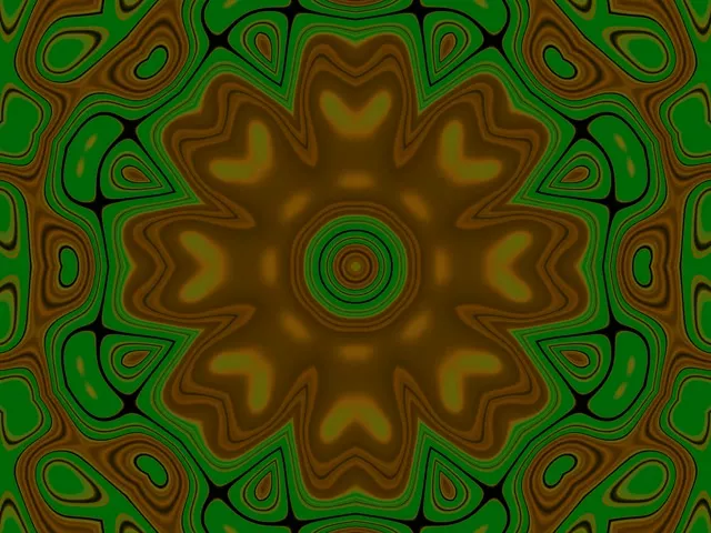 Twnnel Neon Blodeuyn Mandala Aur Gwyrdd 4:3 Clasurol 60fps Arbedwr Sgrin VJLoops