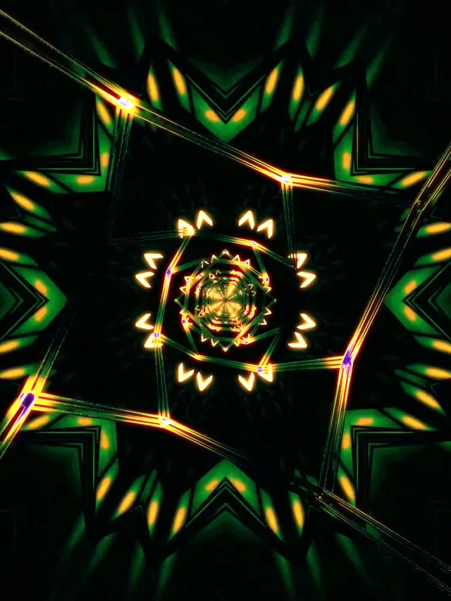 Neon Tunnel Kaleidoscope Star Burst VJLoops 3:4 iPad Portrait 60fps Screensaver