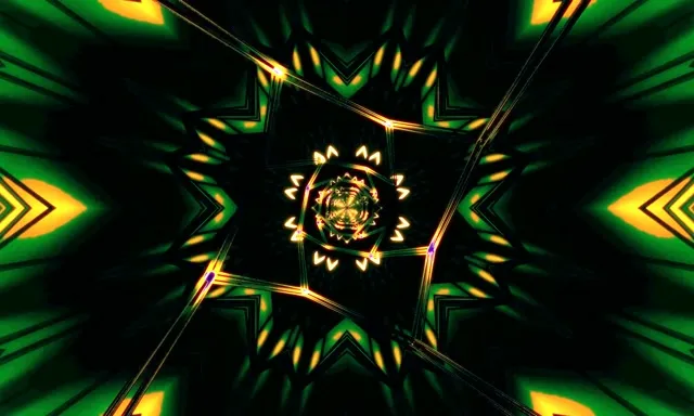 Neon Tunnel Star Kaleidoscope VJLoops 5:3 Wide 60fps Screensaver