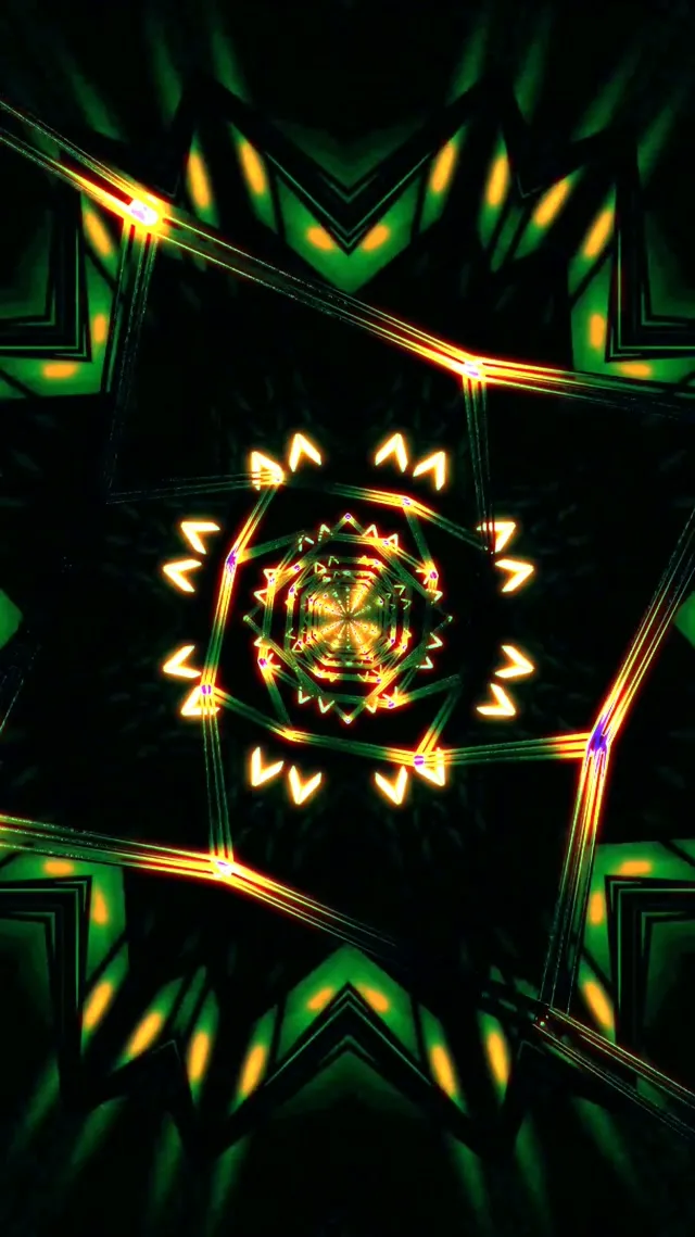 Neon Tunnel Kaleidoskop Star Burst 9:16 Reels 60fps Screensaver Vj Loop