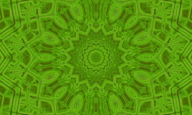 Green Kaleidoscope Neon Tunnel VJ Loop 5:3 Wide 60fps Screensaver