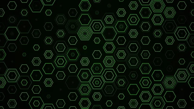Green Neon Hexagons Tech Background 4K