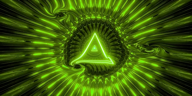 Green Neon Triangle Tunnel VJ Loop 2:1 Univisium 60fps Screensaver