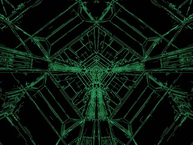 Penyelamat Skrin Terowong Neon Hijau Fraktal 4:3 Classic 60fps VJLoops PC