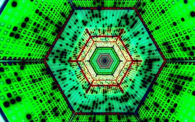 تونل نئون شش ضلع شبکه VJ Loop 60fps 16:10 MacBook اسکرین سیور