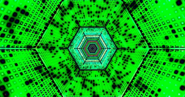 Green Neon Tunnel Hexagon Screensaver 4K UHD 60fps Vj Loop