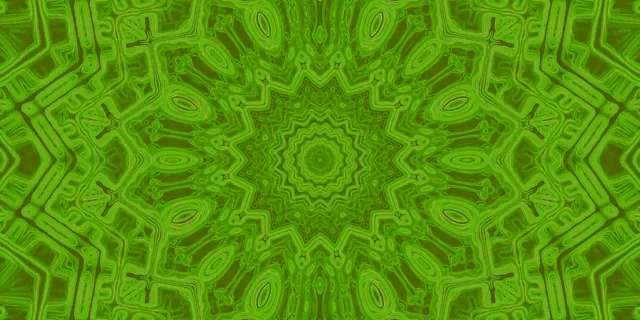 Green Fractal Kaleidoscope Neon Tunnel VJ Loop 2:1 Univisium 60fps Screensaver