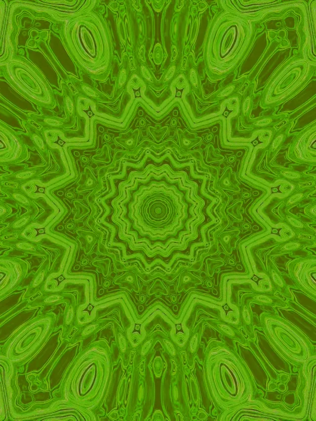 Green Fractal Kaleidoscope Neon Tunnel Vj Loop 3:4 iPad Portrait 60fps Screensaver