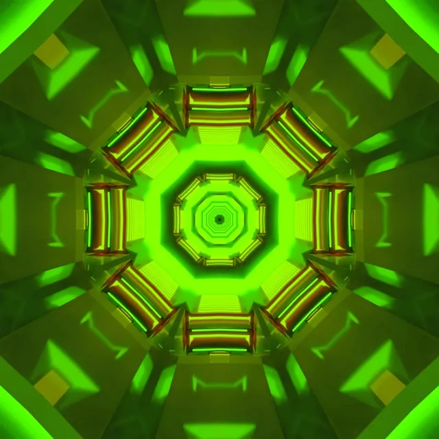 Túnel de Neó Verd Caleidoscopi Octàgon Vj Loop 1:1 Square 60fps Protector de Pantalla