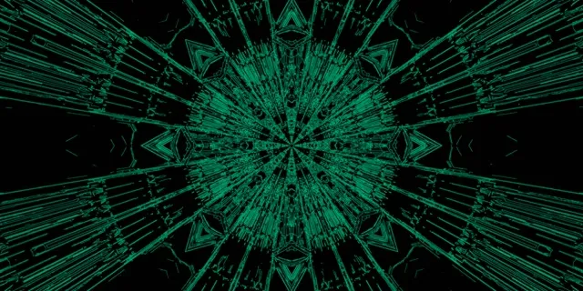 Neon Tunnel Green Fractal Kaleidoscope Burst Vj Loop 2:1 Univisium 60fps Screensaver