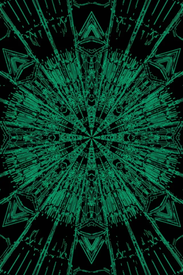 Неоновий Тунель Зелена Мандала Спалах 2:3 Photo Portrait 60fps Заставка Vj Loop