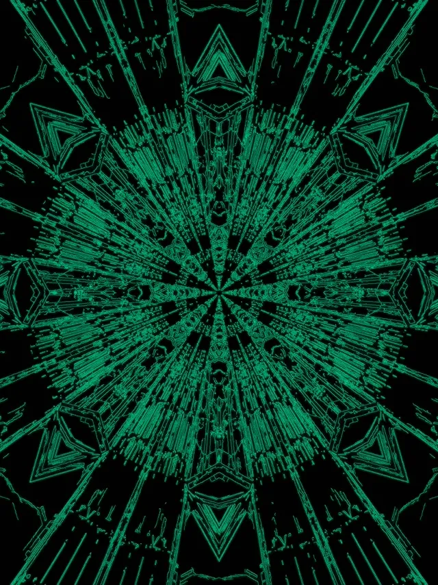 Túnel de Neó Explosió d'Estrella Calidoscopi Verd VJLoops 3:4 iPad Portrait 60fps Estalvi de Pantalla