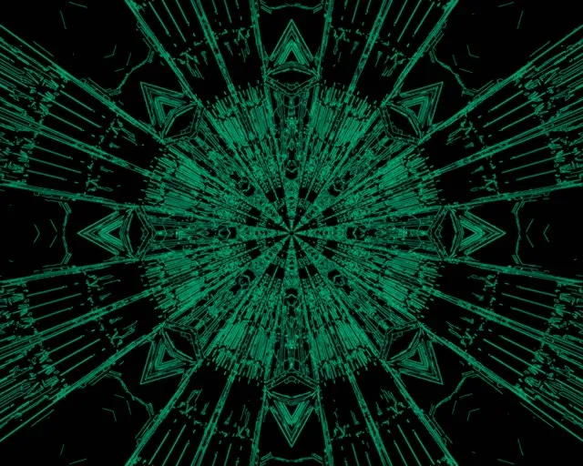 Neon Tunnel Green Fractal Kaleidoscope Burst Vj Loop 5:4 industrial 60fps screensaver