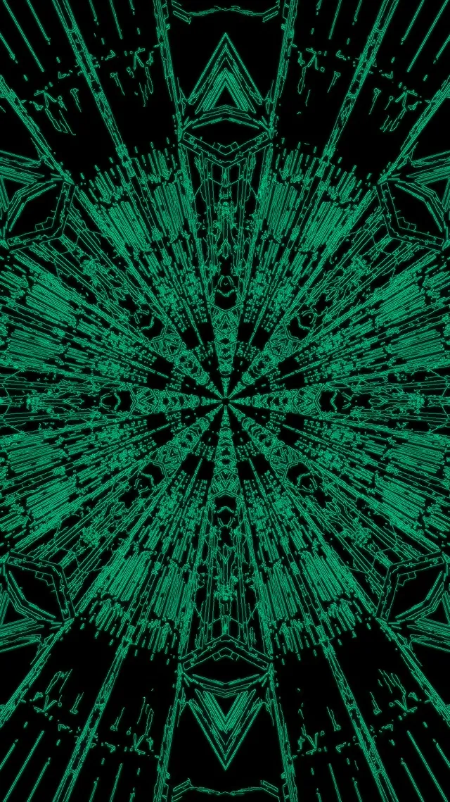 Neon Tunnel Green Kaleidoscope Star Vj Loop 9:16 Reels 60fps Screensaver