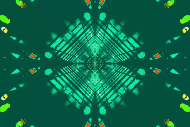 Neon Tunel Zelen Diamant Kaleidoskop VJ Loop 3:2 Surface 60fps Ohranjevalnik Zaslona