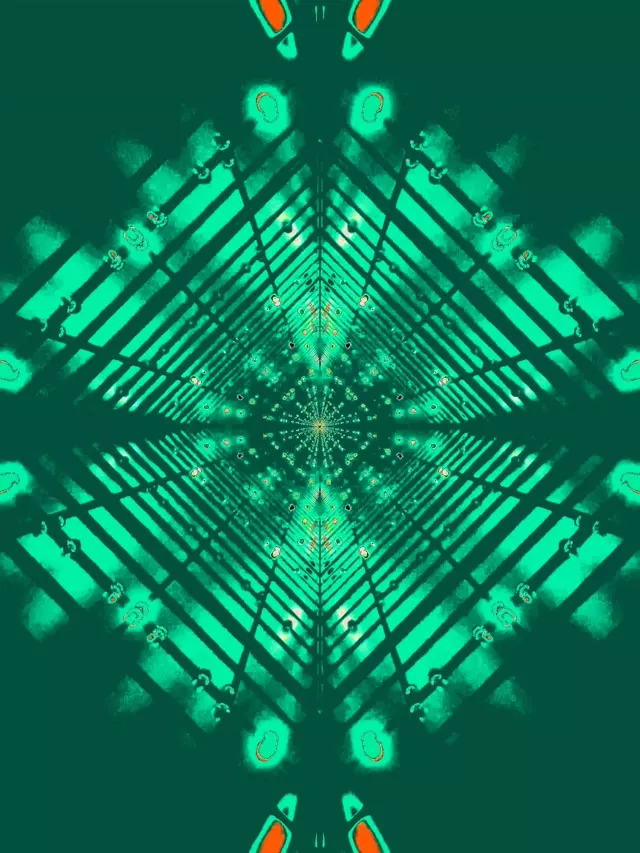Neon Tunnel Green Diamond Kaleidoscope VJ Loop 60fps 3:4 iPad Portrait Screensaver