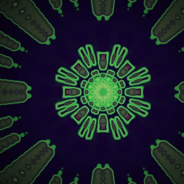 Túnel de Neó Verd Calidoscopi Punxa Radial Vj Loop 1:1 Quadrat 60fps Estalvi de Pantalla