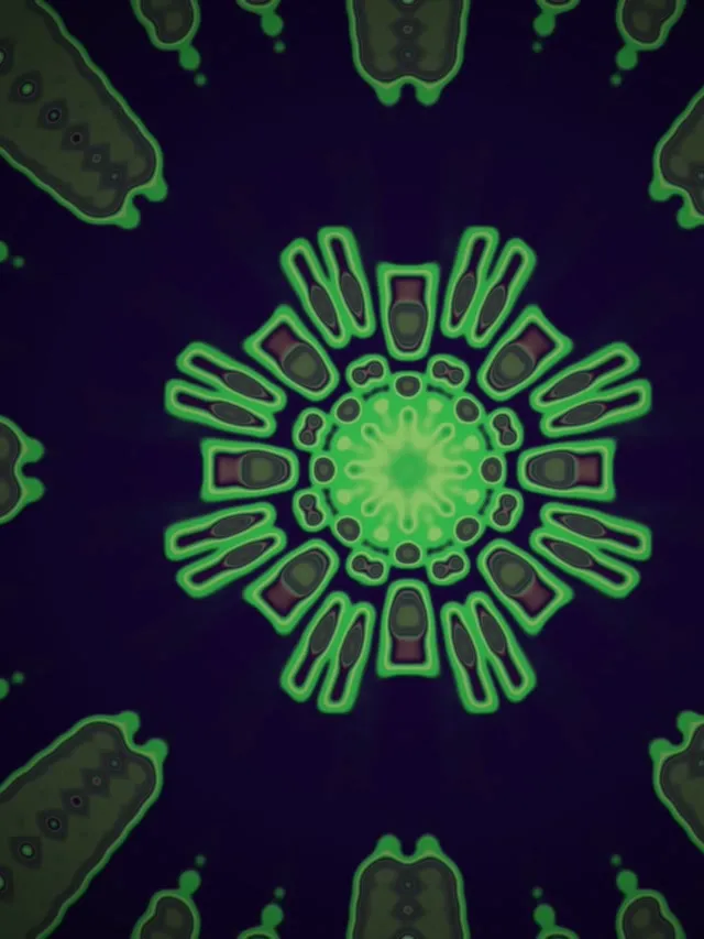 Neonski Tunel Zelen Fraktalni Kaleidoskop Izbruh VJ Loop 3:4 iPad Pokončno 60fps Ohranjevalnik Zaslona