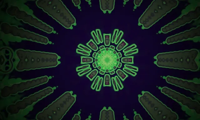 Неон Тунел Зелен Радијален Шилец Цвет VJ Loop 5:3 Широк 60fps Заштитник