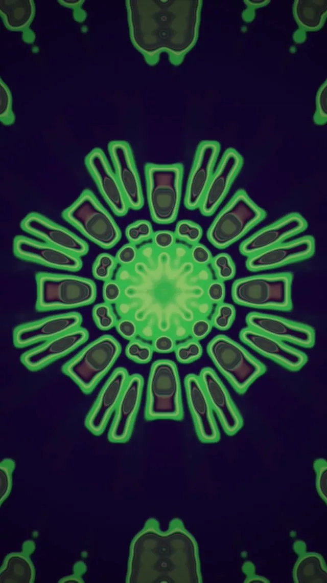 تونل نئون انفجار ماندالا سبز VJ Loop 9:16 Reels 60fps محافظ صفحه