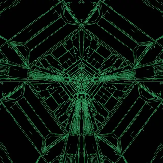 Green Neon Tunnel Screensaver 1:1 Square 60fps Vj Loop Geometric Matrix